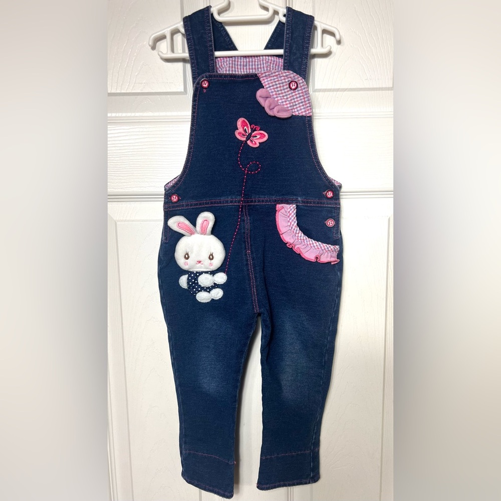 Toddler Girl Overalls Jumpsuit Jumper Pants Jeans Spring Bunny/Butterfly 18-24m